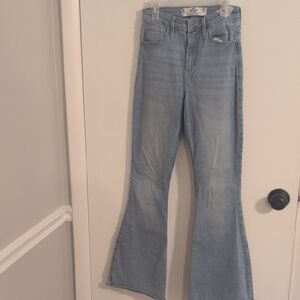 Hollister Light Blue High-Rise Flare Jeans